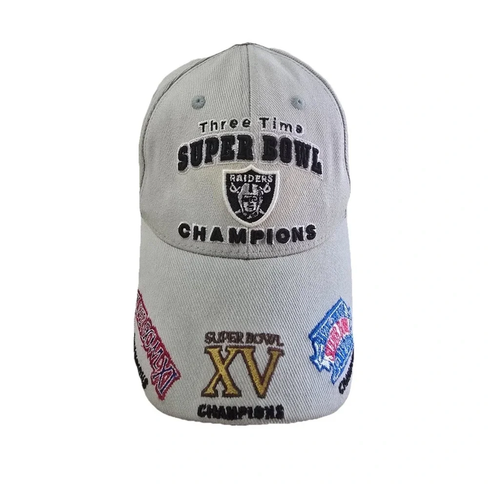 Vintage NFL Oakland Raiders Strapback‎ Hat 3 Time Super Bowl Champions Reebok